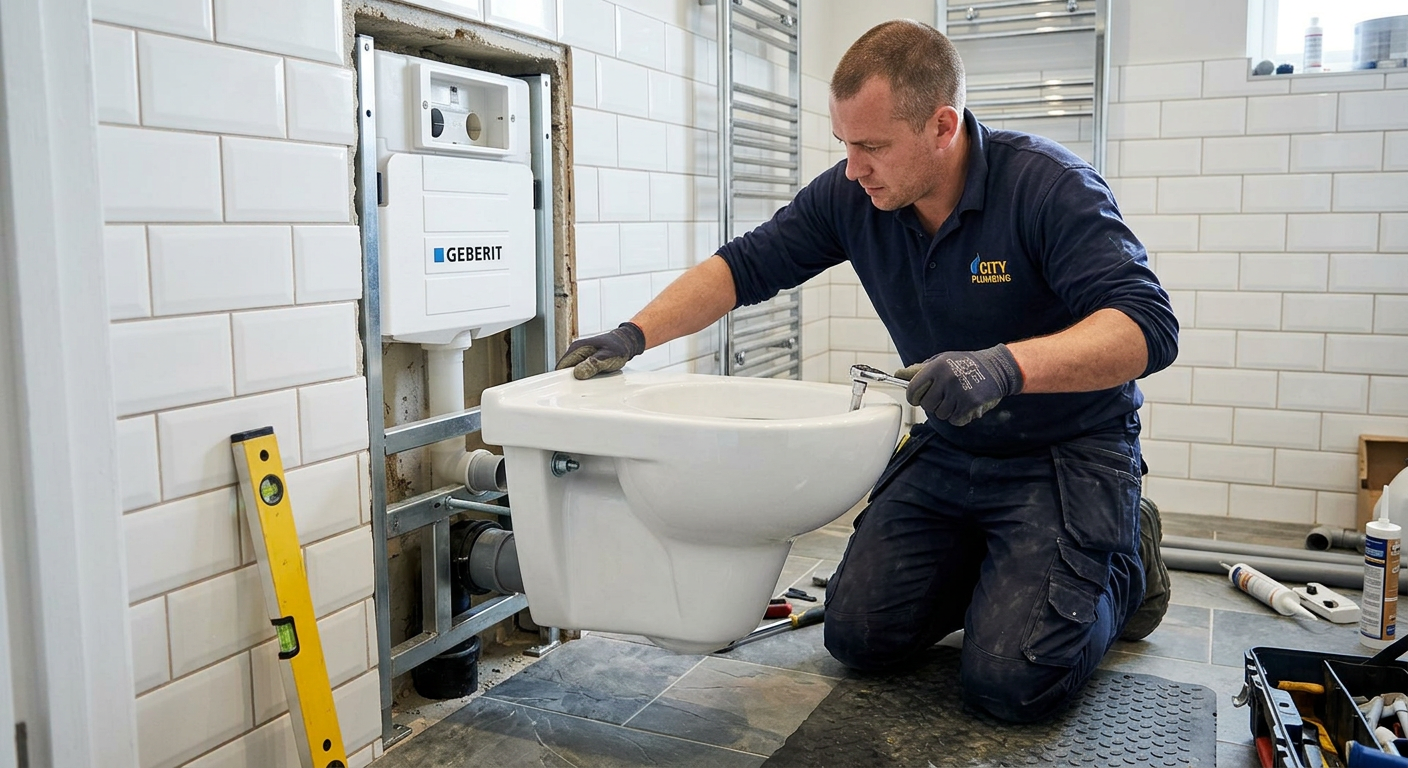 Installation WC suspendu plombier Enghien-les-Bains